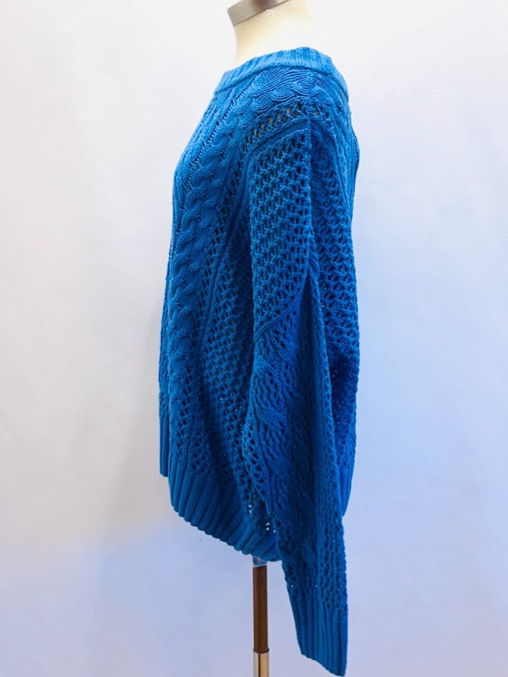 NWT SONOMA Women Long Sleeve Pullover Blue Oversized Knit Sweater Size XXL - Picture 5 of 8